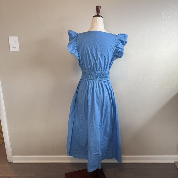Abercrombie & Fitch Blue Flare Sleeve Midi Dress Size Small Petite - Picture 3 of 8